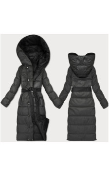 LONG JACKET WITH HOOD BLACK (PM7231) striukė