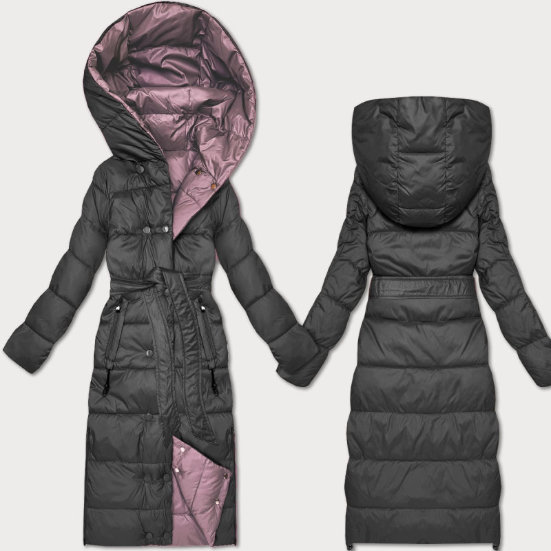 LONG JACKET WITH HOOD BLACK (PM7231) striukė