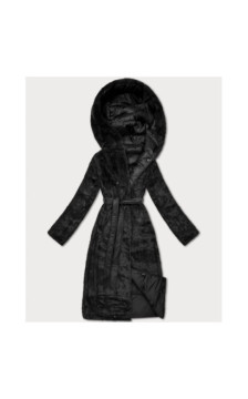 LONG JACKET WITH HOOD BLACK (PM7231) striukė