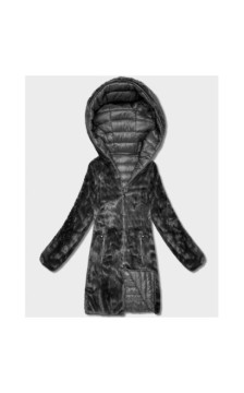 LONG JACKET WITH HOOD BLACK (PM7231) striukė