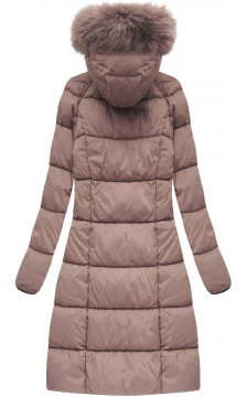 LONG QUILTED HOODED WINTER JACKET VINTAGE PINK (7751BIG) striukė LONG QUILTED HOODED WINTER JACKET VINTAGE PINK (7751BIG) striukė