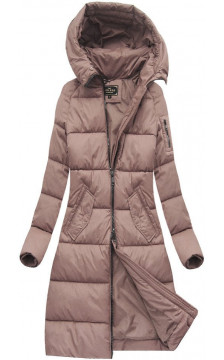 LONG QUILTED HOODED WINTER JACKET VINTAGE PINK (7751BIG) striukė LONG QUILTED HOODED WINTER JACKET VINTAGE PINK (7751BIG) striukė
