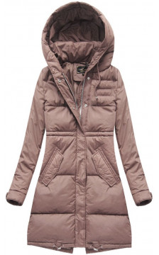 LONG HOODED WINTER JACKET VINTAGE PINK (7752) striukė LONG HOODED WINTER JACKET VINTAGE PINK (7752) striukė
