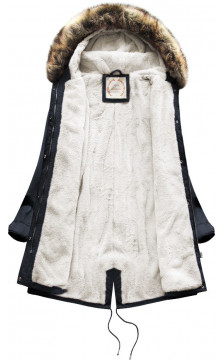 FUR HOODED PARKA NAVY BLUE (7602BIG) striukė FUR HOODED PARKA NAVY BLUE (7602BIG) striukė