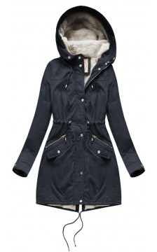 FUR HOODED PARKA NAVY BLUE (7602BIG) striukė FUR HOODED PARKA NAVY BLUE (7602BIG) striukė