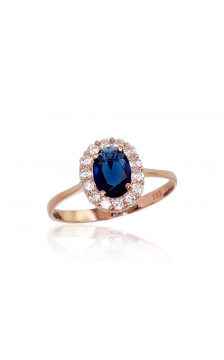 Auksinis žiedas 1100540(Au-R)_CZ+CZ-B, Raudonas Auksas 585°, Cirkonai