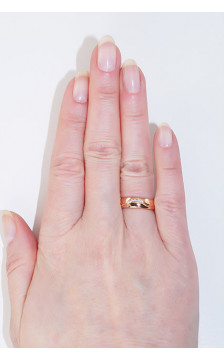 Auksinis sutuoktuvių žiedas 1100543(Au-R)_CZ, Raudonas Auksas 585°, Cirkonai