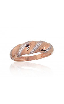 Auksinis žiedas 1100886(Au-R+PRh-W)_CZ, Raudonas Auksas 585°, rodis (padengti) , Cirkonai