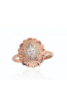 Auksinis žiedas 1100898(Au-R+Au-W)_CZ, Raudonas/Baltas Auksas 585°, Cirkonai