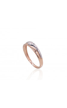 Auksinis žiedas 1100909(Au-R+PRh-W)_CZ, Raudonas Auksas 585°, rodis (padengti) , Cirkonai