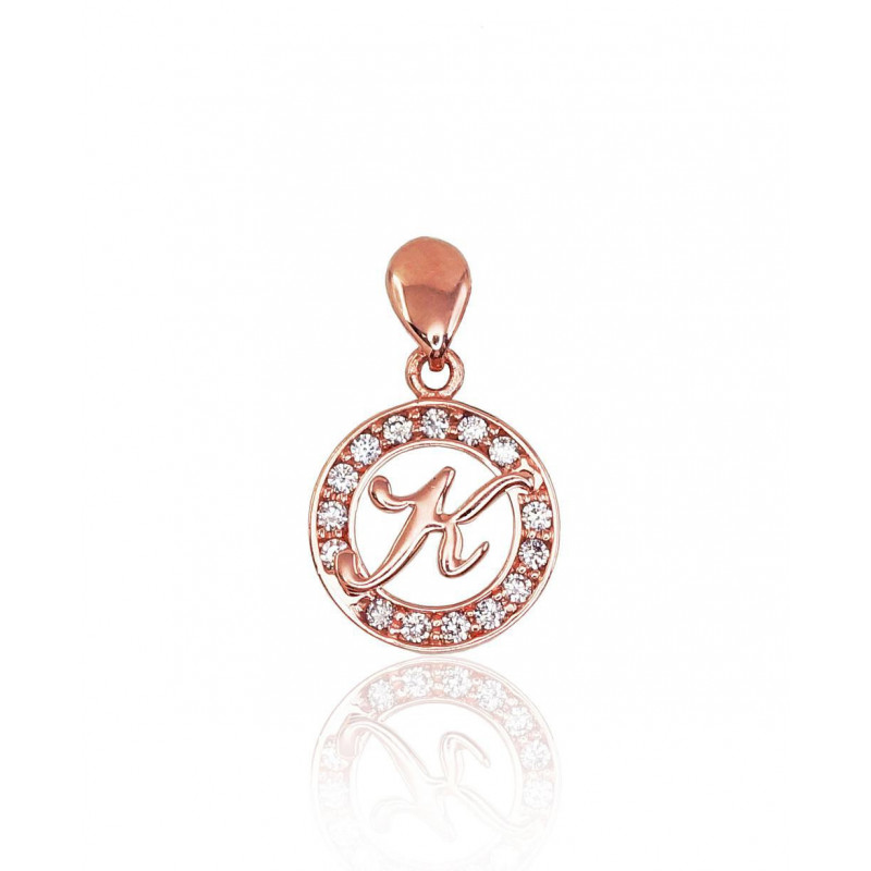 Auksinis pakabukas 1300132(Au-R)_CZ, Raudonas Auksas 585°, Cirkonai