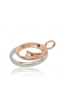 Auksinis pakabukas 1300548(Au-R+Au-W)_DI, Raudonas/Baltas Auksas 585°, Briliantai