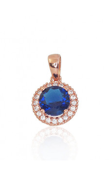 Auksinis pakabukas 1300605(Au-R)_CZ+CZ-B, Raudonas Auksas 585°, Cirkonai