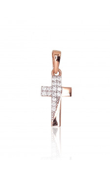 Auksinis pakabukas 1300706(Au-R+PRh-W)_CZ, Raudonas Auksas 585°, rodis (padengti) , Cirkonai