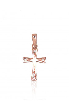 Auksinis pakabukas 1300707(Au-R)_CZ, Raudonas Auksas 585°, Cirkonai