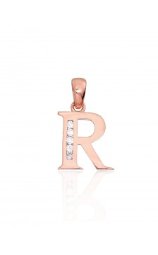 Auksinis pakabukas 1300761(Au-R)_CZ, Raudonas Auksas 585°, Cirkonai