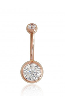 Auksinių auskarų vėrimas į bambą 1930042(Au-R)_CZ, Raudonas Auksas 585°, Cirkonai