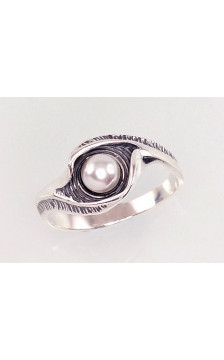 Sidabrinis žiedas 2100931(POx-Bk)_PE, Sidabras 925°, oksidas (padengti), Perlai