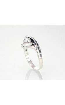 Sidabrinis žiedas 2100931(POx-Bk)_PE, Sidabras 925°, oksidas (padengti), Perlai