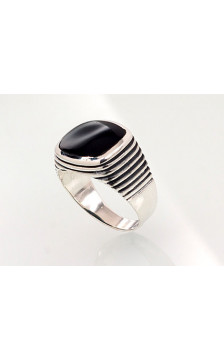 Sidabrinis žiedas 2101358(POx-Bk)_ON, Sidabras 925°, oksidas (padengti), Oniksas