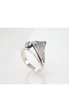 Sidabrinis žiedas 2101407(POx-Bk)_CZ, Sidabras 925°, oksidas (padengti), Cirkonai