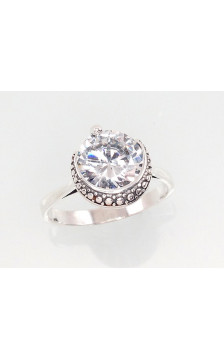 Sidabrinis žiedas 2101409(POx-Bk)_CZ, Sidabras 925°, oksidas (padengti), Cirkonai