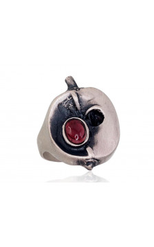 Sidabrinis žiedas 2101701(Matt+POx-MattBk)_GR-2, Sidabras 925°, oksidas (padengti), Granatas