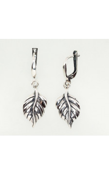 Sidabriniai auskarai ant cilindrinės spynos 2202116(POx-Bk), Sidabras 925°, oksidas (padengti)