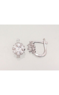 Sidabriniai auskarai ant cilindrinės spynos 2202945(PRh-Gr)_CZ, Sidabras 925°, rodis (padengti), Cirkonai