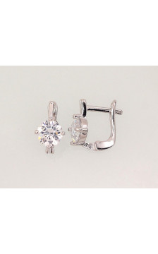 Sidabriniai auskarai ant cilindrinės spynos 2202946(PRh-Gr)_CZ, Sidabras 925°, rodis (padengti), Cirkonai