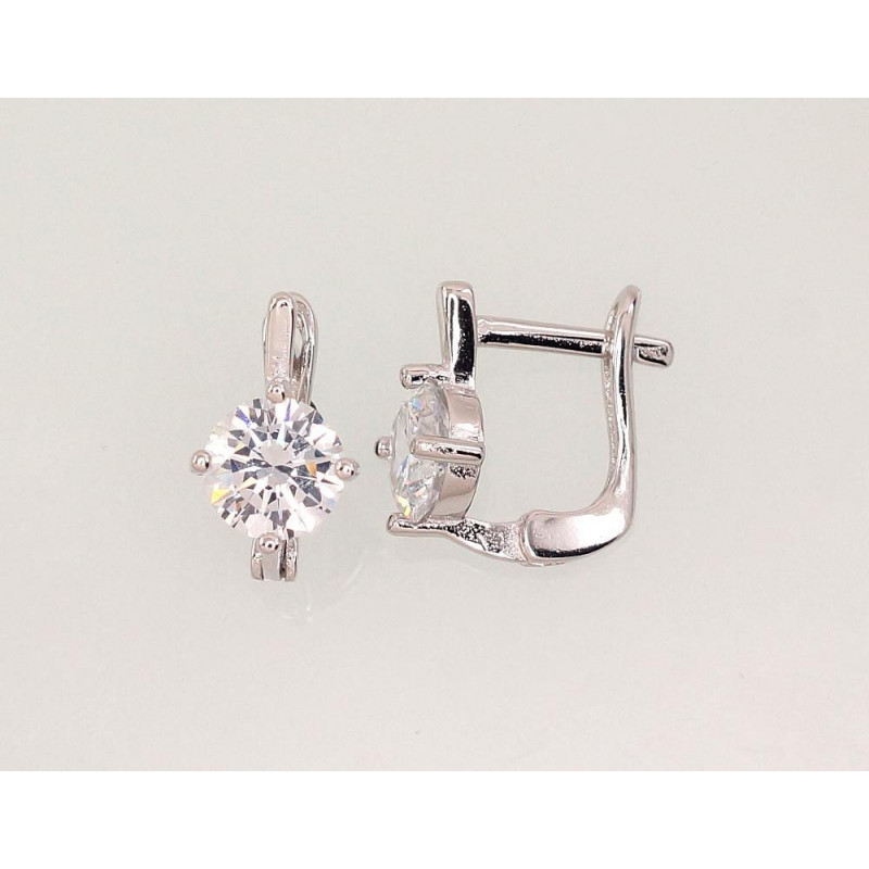 Sidabriniai auskarai ant cilindrinės spynos 2202946(PRh-Gr)_CZ, Sidabras 925°, rodis (padengti), Cirkonai