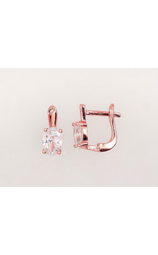 Sidabriniai auskarai ant cilindrinės spynos 2202947(PAu-R)_CZ, Sidabras 925°, raudonas auksas (padengti), Cirkonai