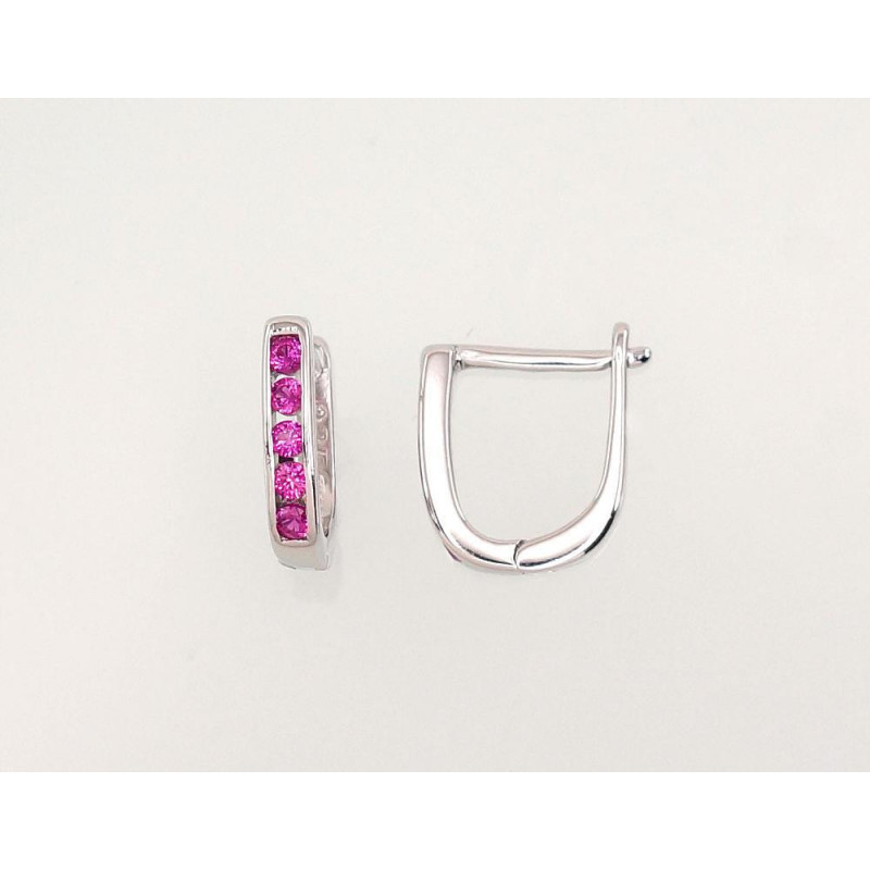 Sidabriniai auskarai ant cilindrinės spynos 2202950(PRh-Gr)_CZ-RO, Sidabras 925°, rodis (padengti), Cirkonai