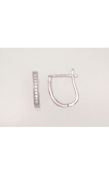 Sidabriniai auskarai ant cilindrinės spynos 2202951(PRh-Gr)_CZ, Sidabras 925°, rodis (padengti), Cirkonai