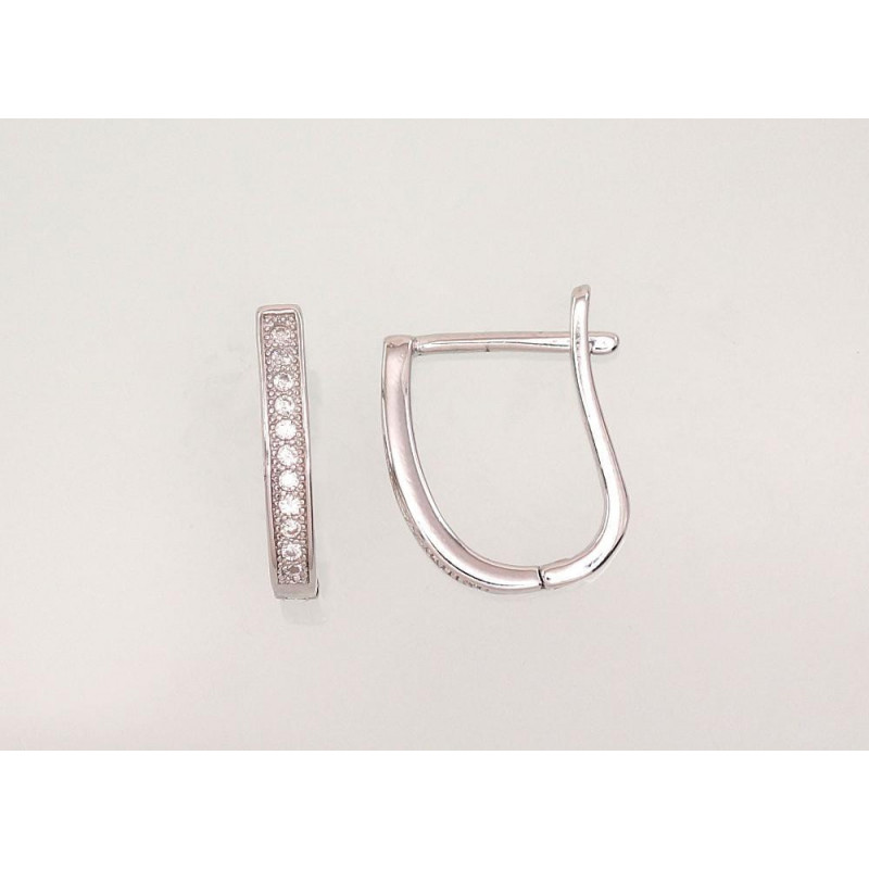 Sidabriniai auskarai ant cilindrinės spynos 2202951(PRh-Gr)_CZ, Sidabras 925°, rodis (padengti), Cirkonai