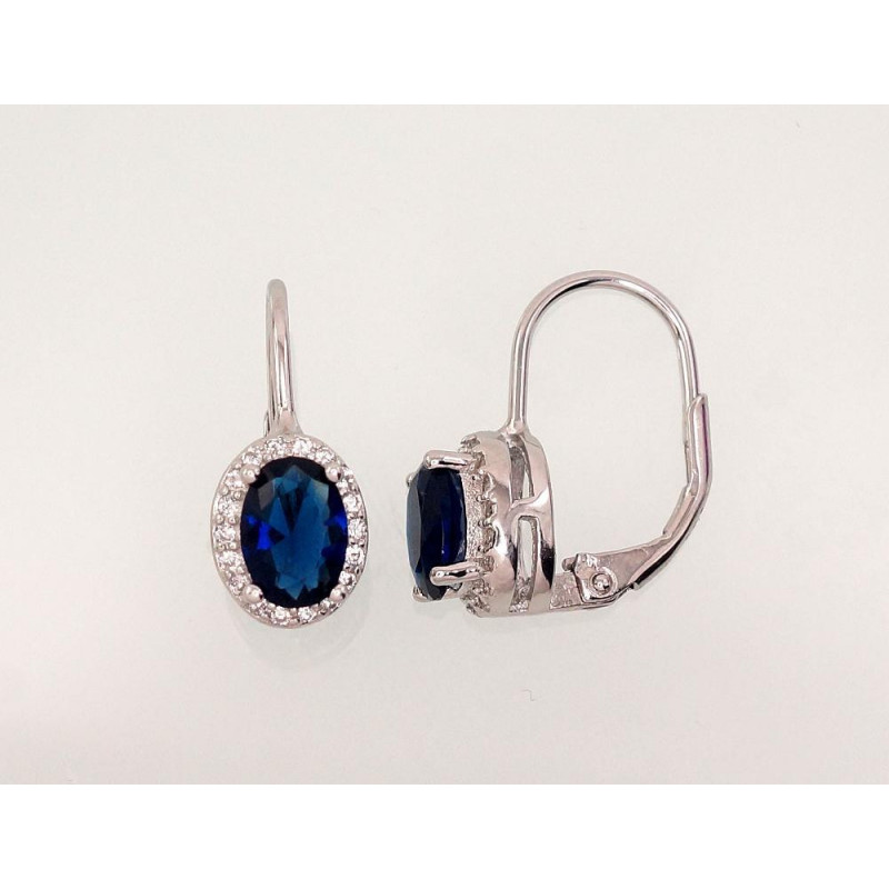 Sidabriniai auskarai ant cilindrinės spynos 2202957(PRh-Gr)_CZ+CZ-B, Sidabras 925°, rodis (padengti), Cirkonai