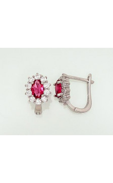 Sidabriniai auskarai ant cilindrinės spynos 2202986(PRh-Gr)_CZ+CZ-RO, Sidabras 925°, rodis (padengti), Cirkonai
