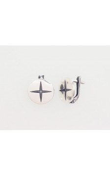 Sidabriniai auskarai ant cilindrinės spynos 2203012(POx-Bk), Sidabras 925°, oksidas (padengti)