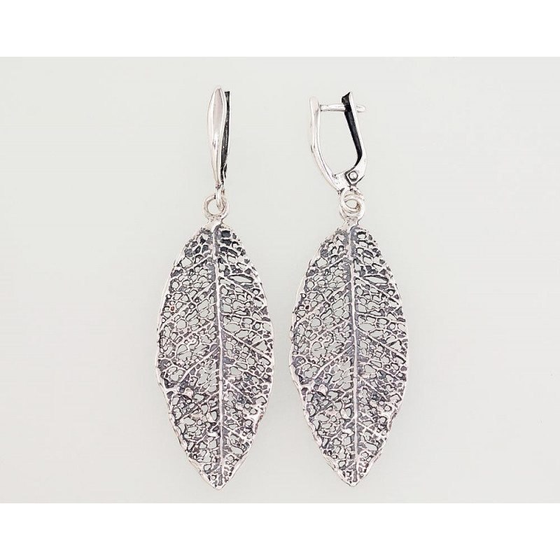 Sidabriniai auskarai ant cilindrinės spynos 2203038(POx-Bk), Sidabras 925°, oksidas (padengti)