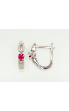 Sidabriniai auskarai ant cilindrinės spynos 2203105(PRh-Gr)_CZ-RO, Sidabras 925°, rodis (padengti), Cirkonai