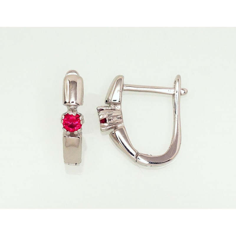 Sidabriniai auskarai ant cilindrinės spynos 2203105(PRh-Gr)_CZ-RO, Sidabras 925°, rodis (padengti), Cirkonai