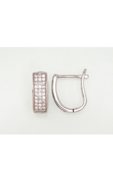 Sidabriniai auskarai ant cilindrinės spynos 2203108(PRh-Gr)_CZ, Sidabras 925°, rodis (padengti), Cirkonai