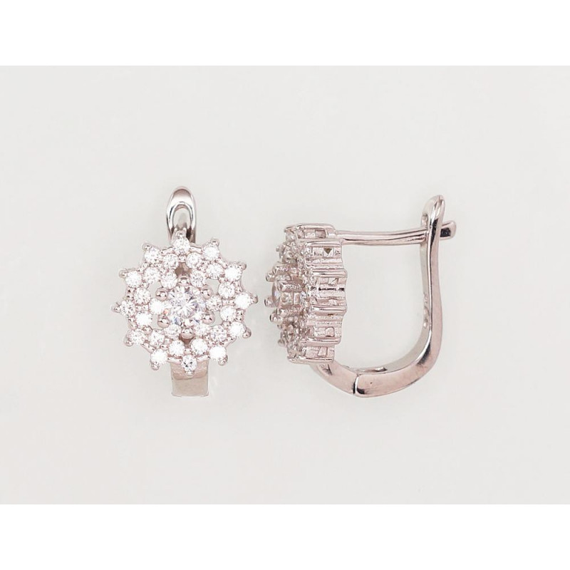 Sidabriniai auskarai ant cilindrinės spynos 2203114(PRh-Gr)_CZ, Sidabras 925°, rodis (padengti), Cirkonai