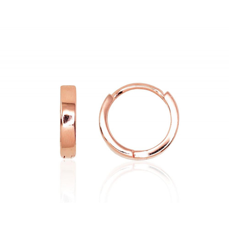 Sidabriniai auskarai su apvaliu segtuku 2203120(PAu-R), Sidabras 925°, raudonas auksas (padengti)