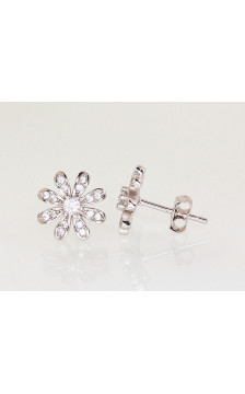 Sidabriniai auskarai –pusetai 2203128(PRh-Gr)_CZ, Sidabras 925°, rodis (padengti), Cirkonai