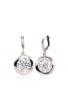 Sidabriniai auskarai ant cilindrinės spynos 2203232(POx-Bk)_CZ, Sidabras 925°, oksidas (padengti), Cirkonai