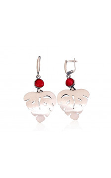 Sidabriniai auskarai 2203265(Matt+POx-MattBk)_CO, Sidabras 925°, oksidas (padengti), Koralas