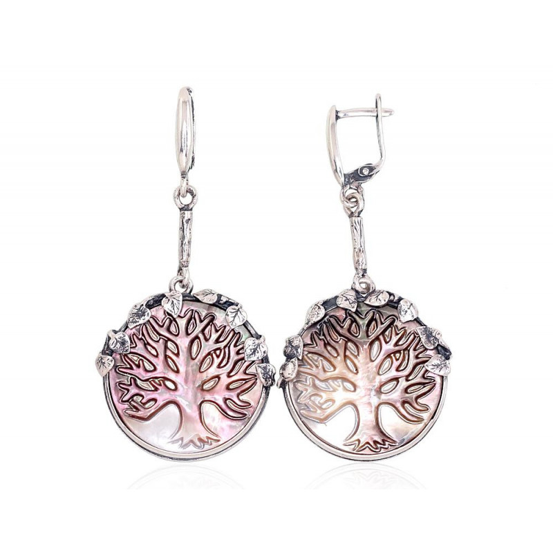 Sidabriniai auskarai 2203267(POx-Bk)_PL-G, Sidabras 925°, oksidas (padengti), Perlamutras