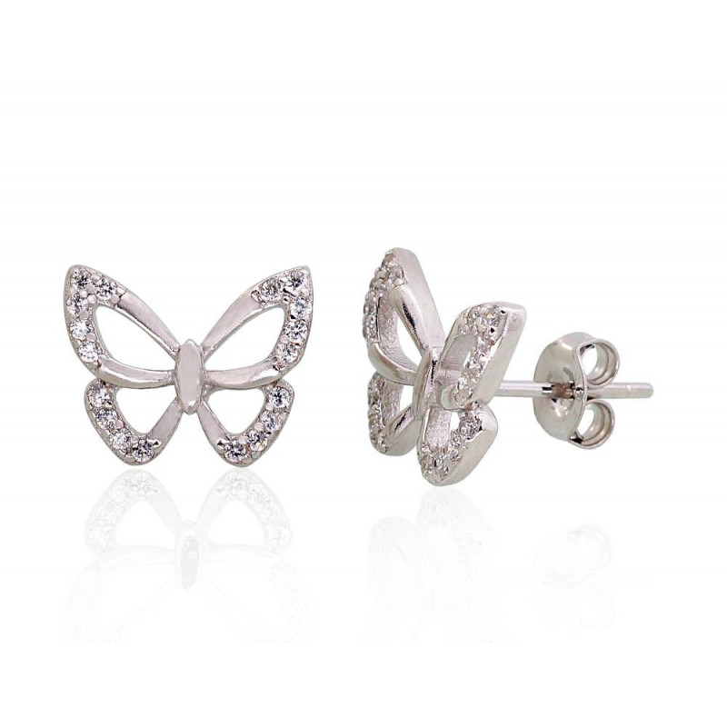 Sidabriniai auskarai –pusetai 2203479(PRh-Gr)_CZ, Sidabras 925°, rodis (padengti), Cirkonai