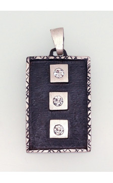 Sidabrinis pakabukas 2301534(Matt+POx-MattBk)_SV, Sidabras 925°, oksidas (padengti), Kristalai